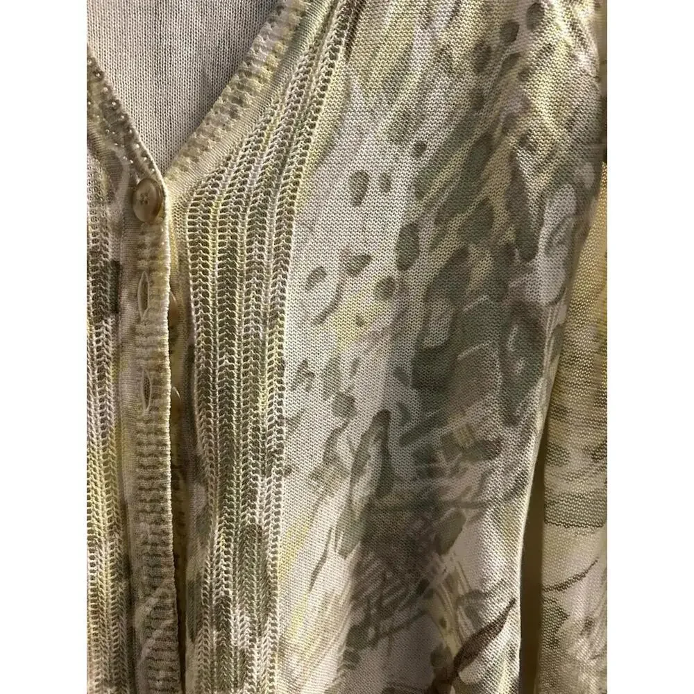 Northern Reflections Neutral Print 3-Button Cardigan Sweater Size S Lightweight - Picture 3 of 13